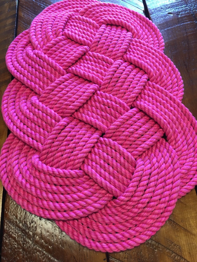 Rug Tying The Knot Hot Pink Cotton Rope Rug Bath Mat Etsy