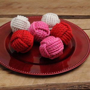 Valentine&#39;s Day Knots - Nautical Decor - Tied The Knot - Cotton Knots - (6 knots) Free Shipping - Rope Knots