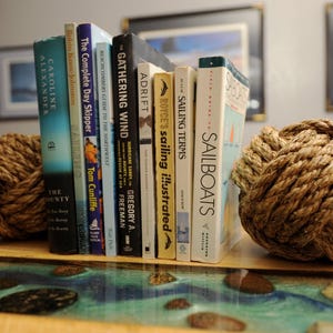 Nautical Bookends - Rope Bookends - Nautical Gift - Monkey Fist Knot Bookends - Bookends - (this is for a pair) Tying the knot