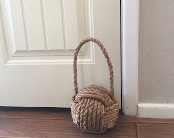 1 Rope Doorstop - Tying The Knot - Manila Doorstop - Rope Doorstops - Nautical Decor - Monkey Fist Doorstop - (1 manila knot)