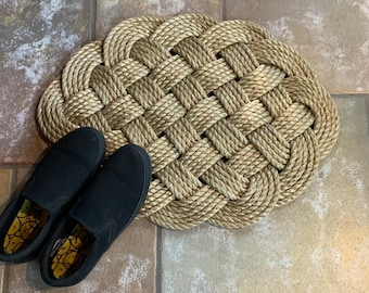 Rope Rug - (27”x19”) - Pro Manila Rope - Nautical Rug - Outdoor Rug - Nautical Decor -  Front Door Welcome Rope Rug - free shipping in USA