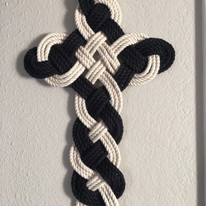 Rope Cross Tying the Knot - Celtic Cross - White and Black Cotton ...