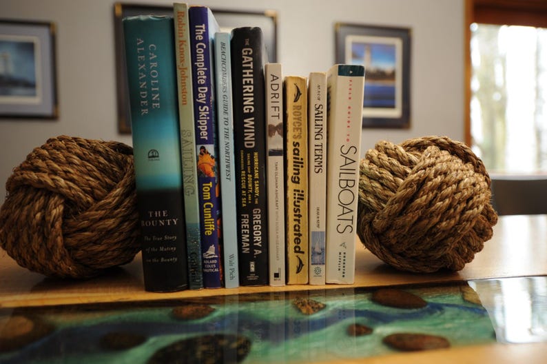 Nautical Bookends - Rope Bookends - Nautical Gift - Monkey Fist Knot Bookends - Bookends - (this is for a pair) Tying the knot Bild 7