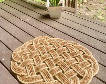 Handmade Nautical Rope Mat – Manila Sisal Outdoor Rug 35” x 23”