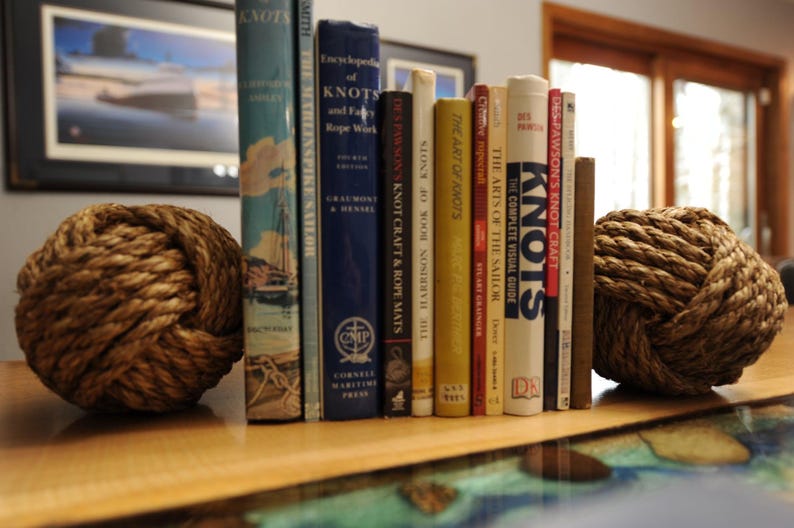 Nautical Bookends - Rope Bookends - Nautical Gift - Monkey Fist Knot Bookends - Bookends - (this is for a pair) Tying the knot Bild 9