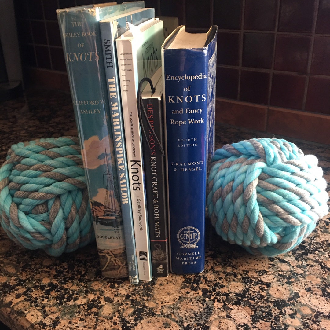Nautical Bookends - Rope Bookends - Nautical Gift - Monkey Fist Knot ...