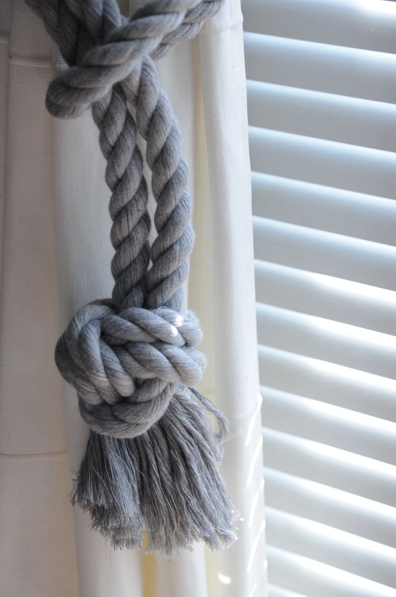 Nautical Decor Cotton Rope Curtain Tie Backs Gray Etsy