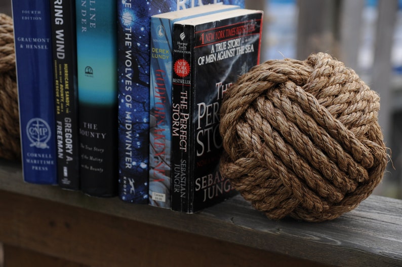 Nautical Bookends - Rope Bookends - Nautical Gift - Monkey Fist Knot ...