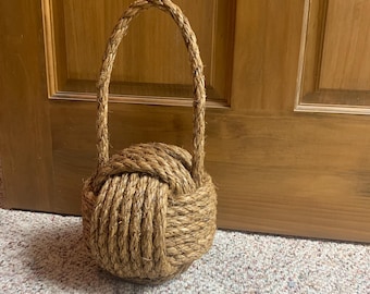 Doorstop - (5+ lbs) -  Nautical Decor - Heavy Rope Doorstop - Nautical Gift - Nautical Doorstop - Manila Doorstopper - Large Knot