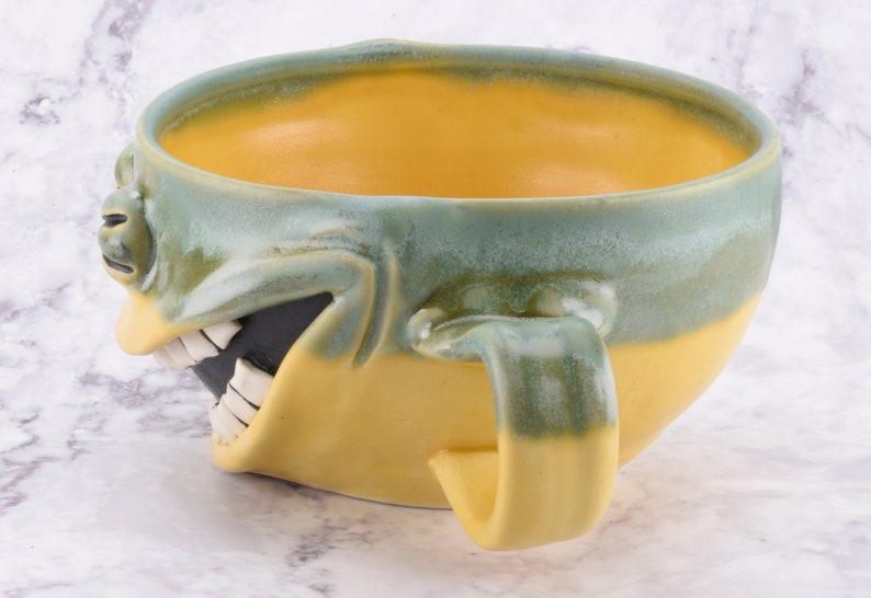 Follow Your Bliss Mug ceramic face mug, functional kitchen decor, sculptural art object, ceramic latte cup