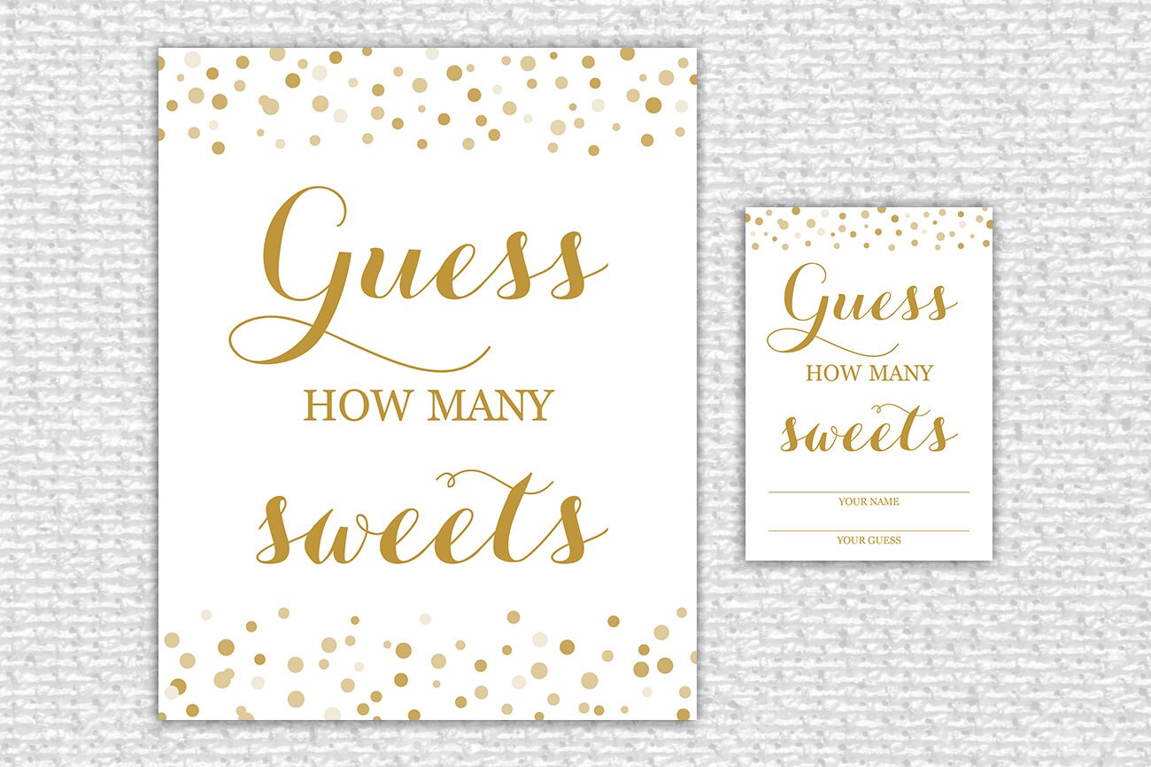Guess How Many Sweets Printable Game Bridal Shower Game | Etsy
