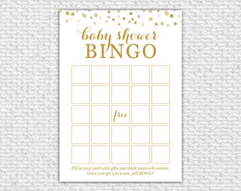 Baby Shower Bingo - Baby Shower Game - Printable Shower Card, Confetti, Printable - Instant Download