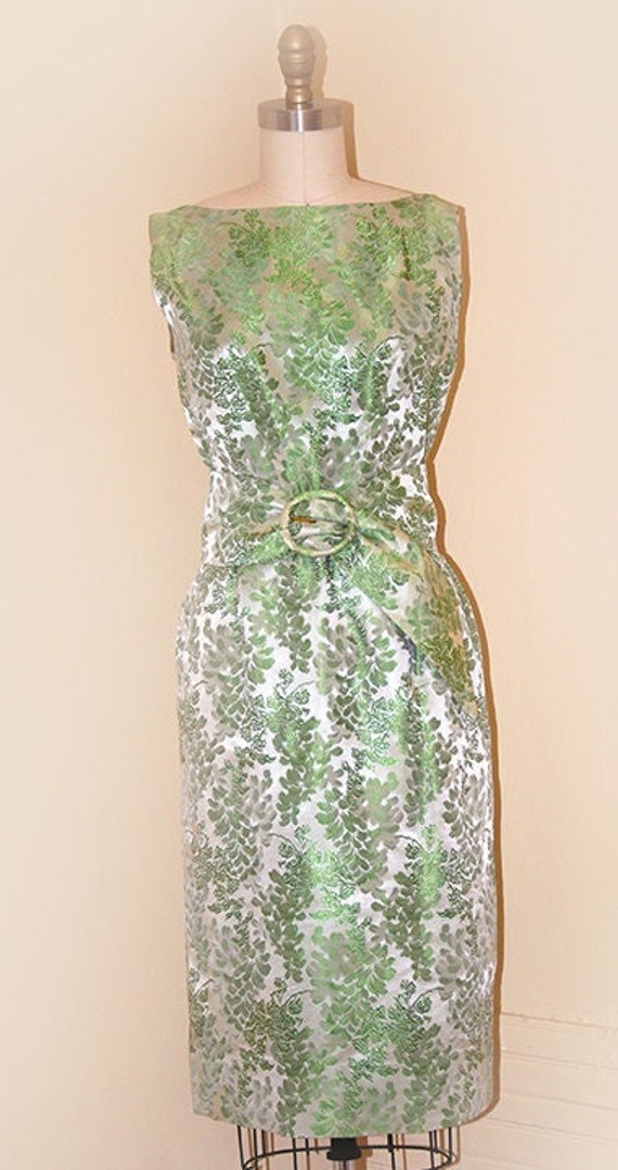 Mint Green Brocade "Elaine Terry" Evening Dress
