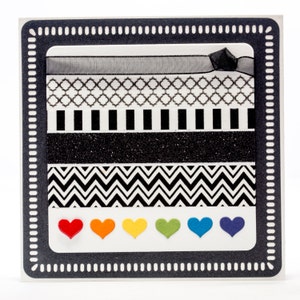 Rainbow Hearts Handmade Card, Congratulations Handmade Greeting Card