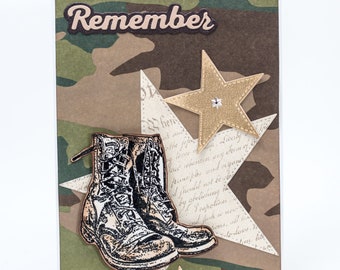 Paper Handmade Greeting Cards, Patriotic Paper Cards Handmade, US Military Note Cards, Home of the Free Because of the Brave Cards Handmade