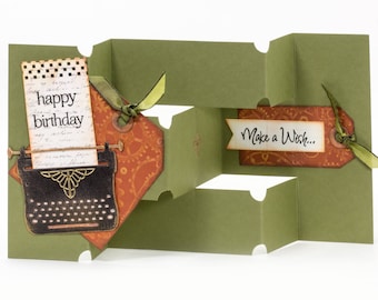 Paper Handmade Greeting Cards, Handmade Birthday Note Cards, Handmade Paper Typewriter Birthday Card, Birthday Card for Man or Woman