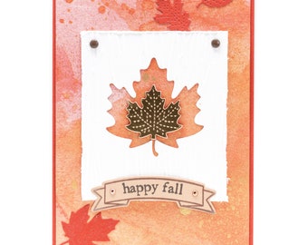 Autumn Colors, Happy Fall, Paper Handmade Greeting Card, Note Card Handmade, Hello Fall, Handmade Paper Card, Just A Note Card, Fall Leaves