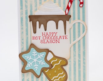 Hot Chocolate, Cocoa, Latte, Cookies, Coffee Cup, Candy Cane, Whipped Cream, Winter Card, Handmade