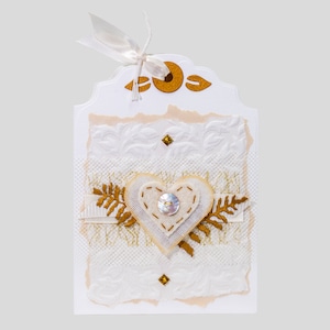 coeurs vintage et dentelle, carte faite main