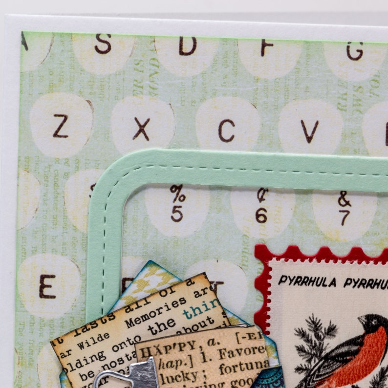 Hello Tiny Envelope Typewriter Handmade Paper Card Postage Stamp