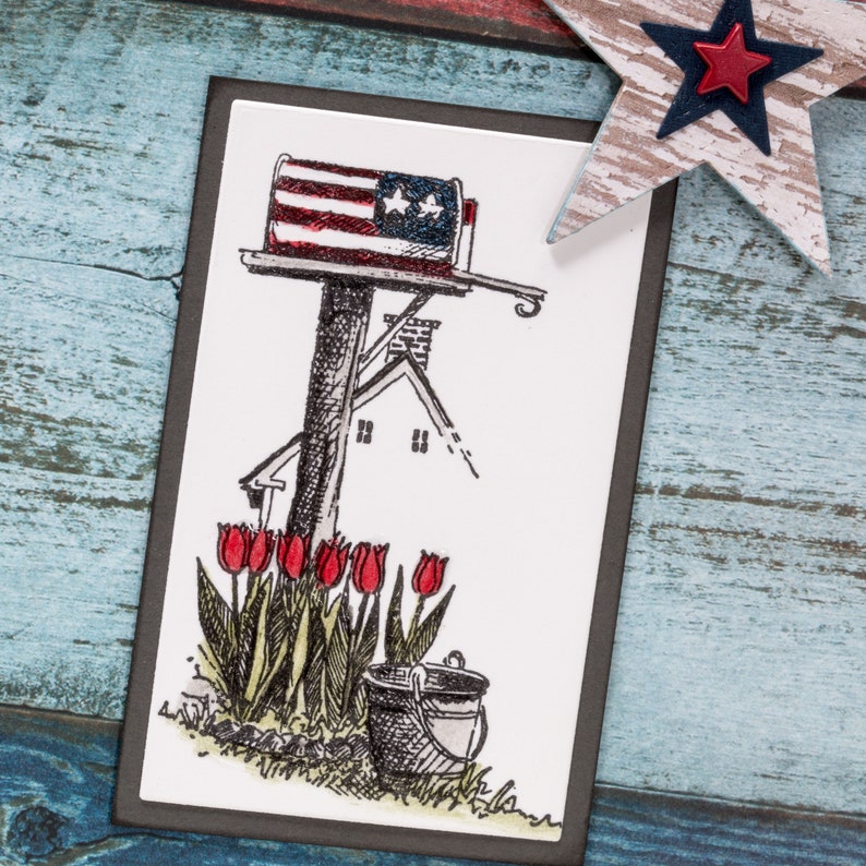 Patriotic Mailbox, Stars and Stripes, America the Beautiful, Sea to Shining Sea, Note Cards Handmade, Red, White, Blue, American Flag image 3