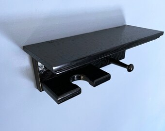 Handcrafted Select Hardwood Baseball Bat Rack with Shaker Peg and Shelf