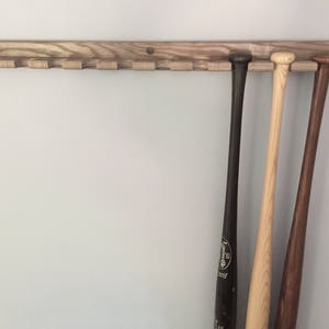 Wall Mounted Baseball Bat Display Rack – 10-Bat Capacity | Hardwood | Holds Youth to Adult & Softball Bats | Optional Top Shelf