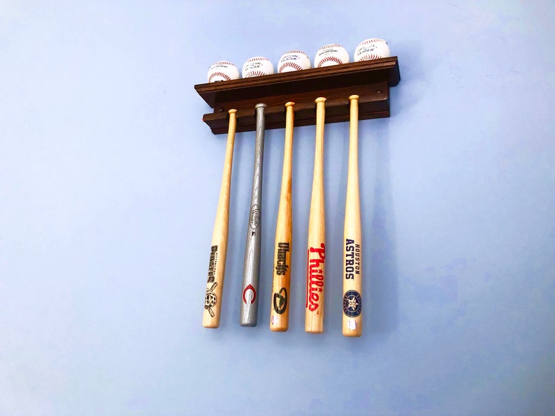 5 Mini Bat Vertical Holder Bat Rack With the Baseball Shelf Etsy