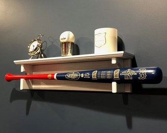 Ash Wood Baseball Bat Rack: Horizontal Wall Mount with Shelf
