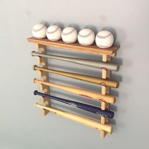 Made in the USA Horizontal Mini Bat Rack with Baseball Shelf