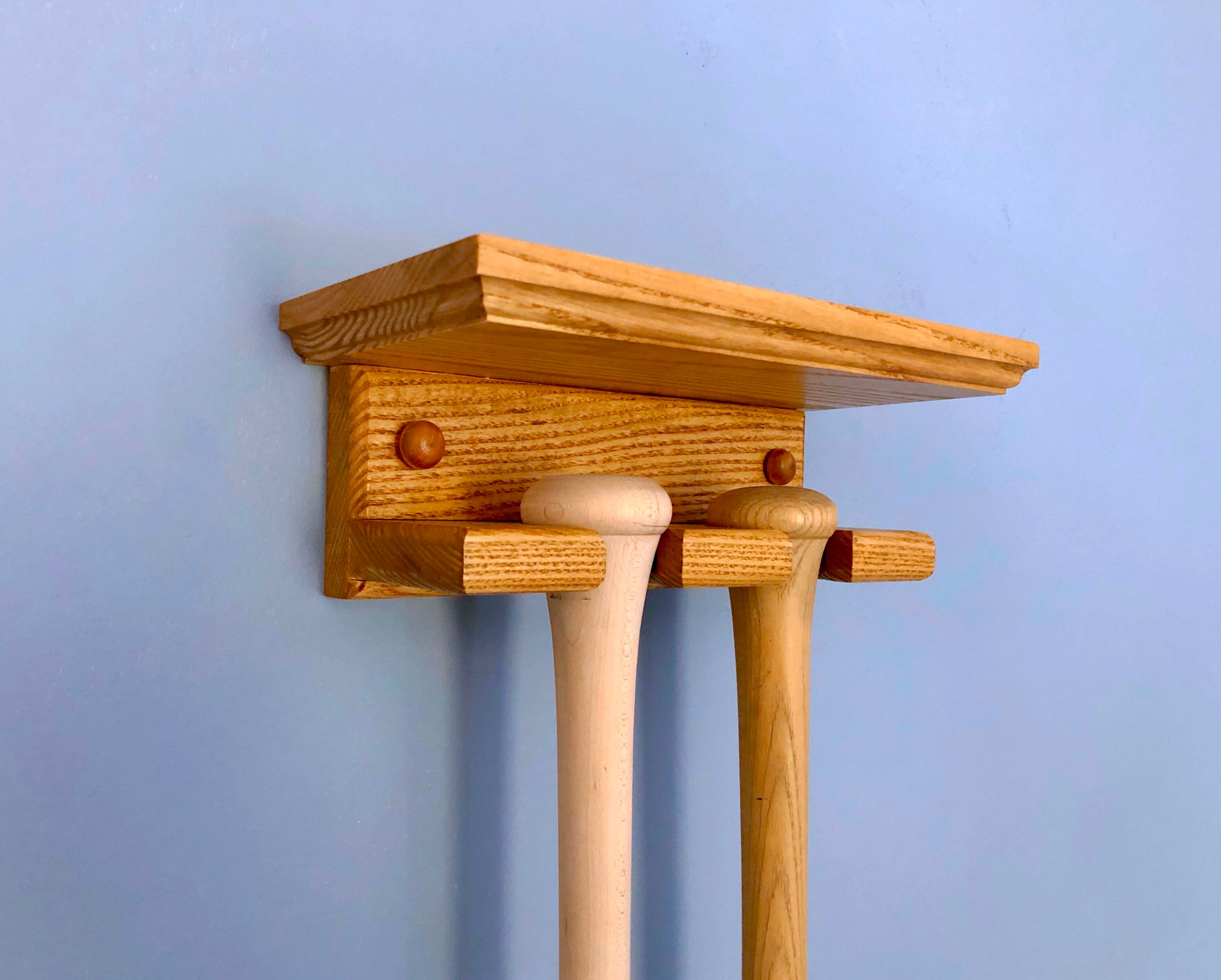 2 bat vertical wall mount baseball bat rack display for full size bats