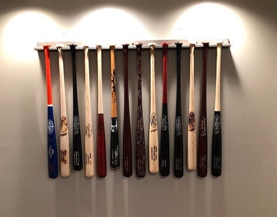 Vertical baseball bat display rack for regular bats (Priced by the inch / shipping included)