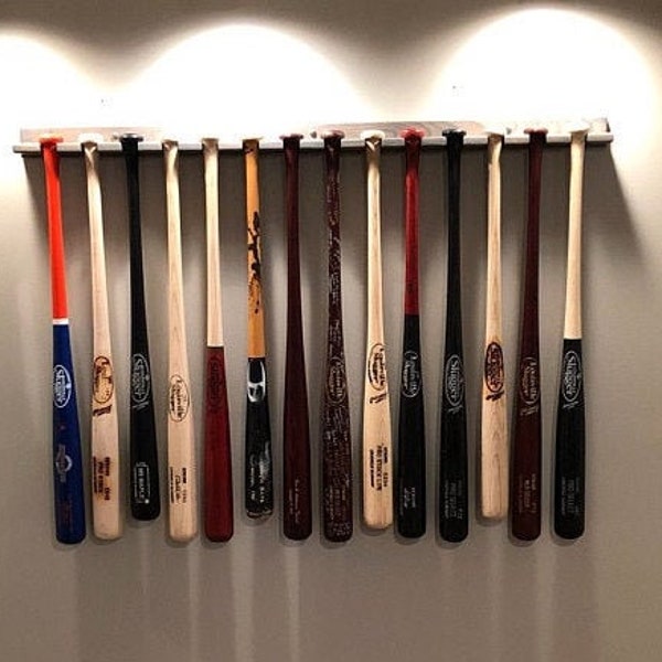 Vertical baseball bat display rack for regular bats (Priced by the inch / shipping included)