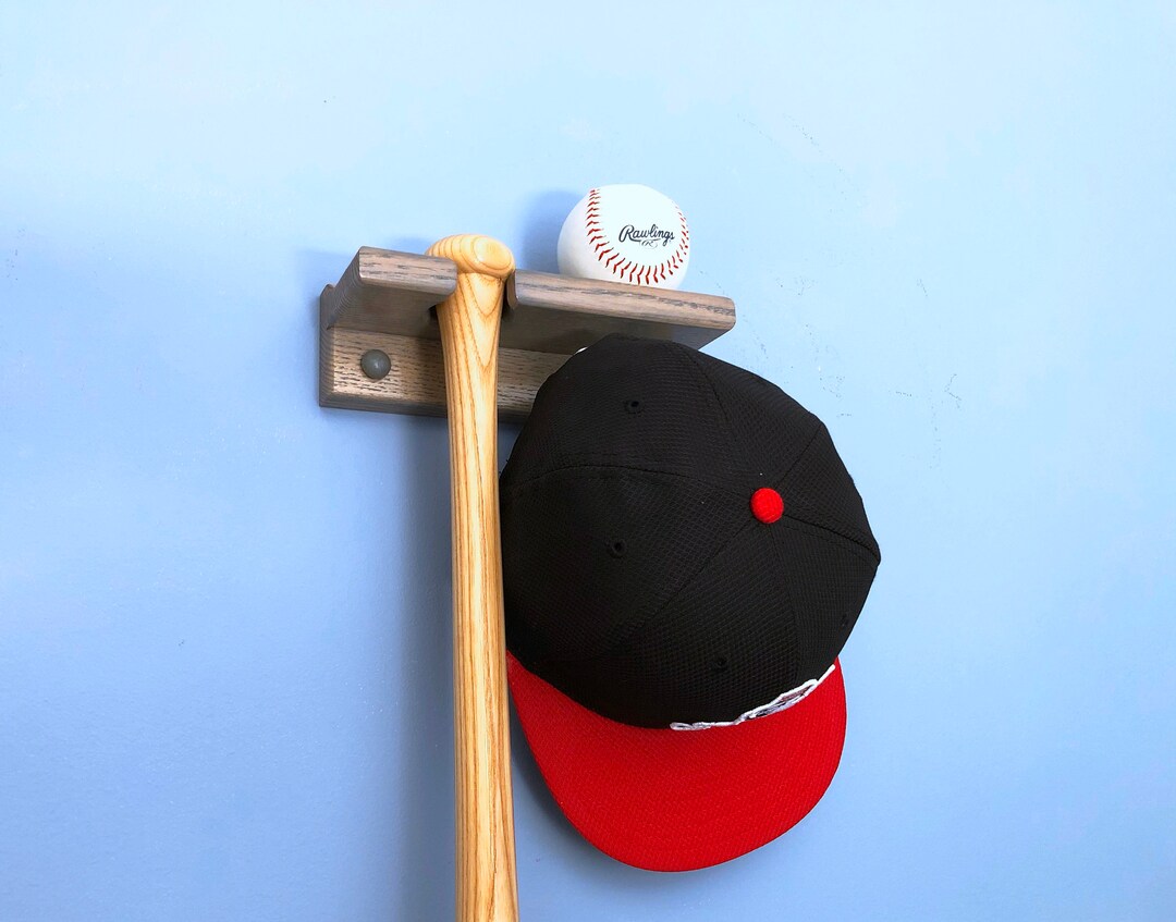 Vertical Baseball Bat Display Rack Shelf With Baseball Holder Etsy