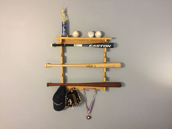 Little league baseball bat rack or softball bat rack with ball shelf holds 5 bats and 7 balls