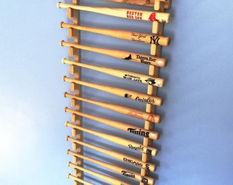 15 mini bat horizontal display rack with baseball shelf