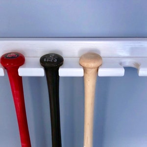 Millwood Pines Atanasa Wood Wall Mounted Boy Room Baseball Bat Sport Rack | Wayfair - View #11