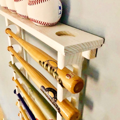 Présentoir Mural Baseball En Bois - Avec Gant, Balle, Casquette Et Batte - Occasion