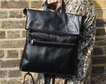 black butter leather mini backpack Sloan Mini Leather Backpack - Slim Design, Built-In Sleeve Fits 11" iPad - Black Onyx