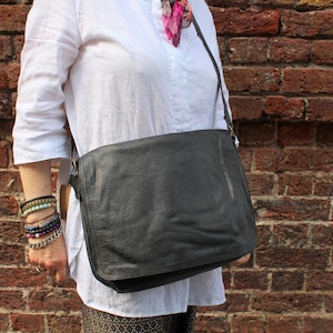Flap over black bag, Dennis, Leather laptop bag, Large black man bag, Computer bag black leather, zipped large black bag, Cross body large
