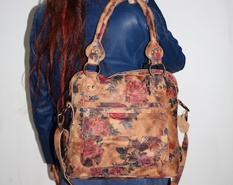 Pamela Tote Bag In Summer Floral Leather Multiway Handbag Handmade Bag