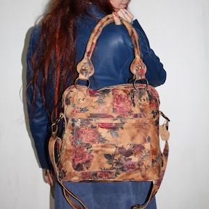 Pamela Tragetasche im Sommer Floral Leder Multiway Handtasche Handmade Bag
