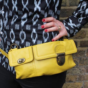 Bum Bag Yellow Leather Shoulder Bag Convertible Jilly Belt 