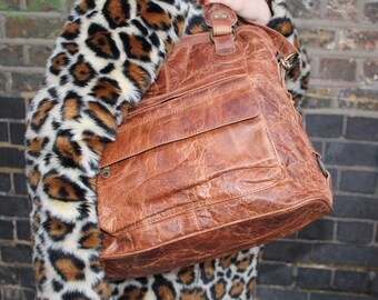 Tan Leather Tote Bag: Scrunchy or Smooth, Crossbody Pamela Bag