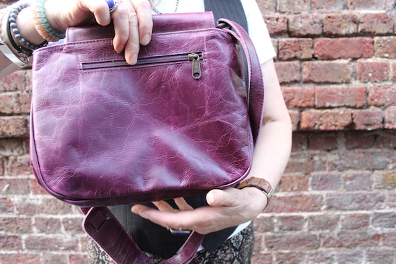 Purple Leather Crossbody Bag: Multi-compartment Shoulder Bag - Etsy