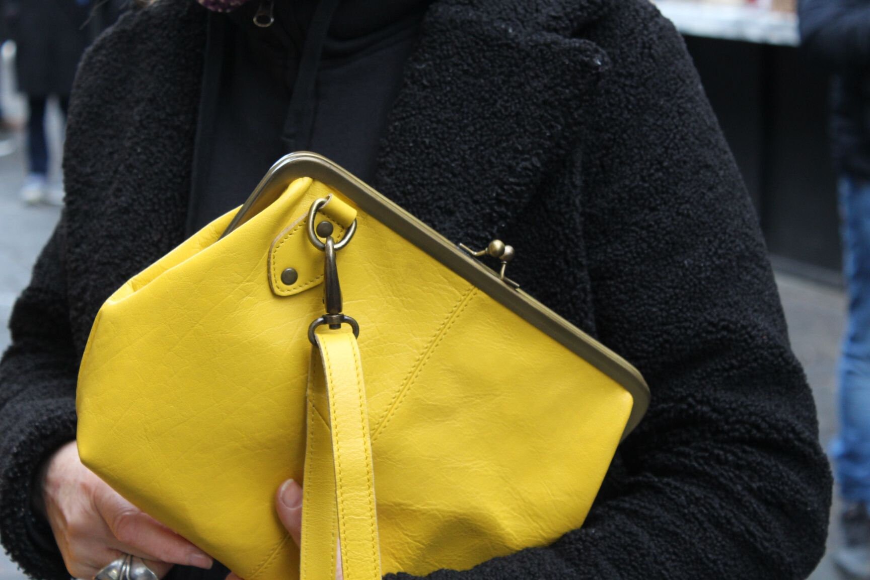 Yellow Leather Kiss Lock Crossbody Bag: Adjustable Strap - Etsy