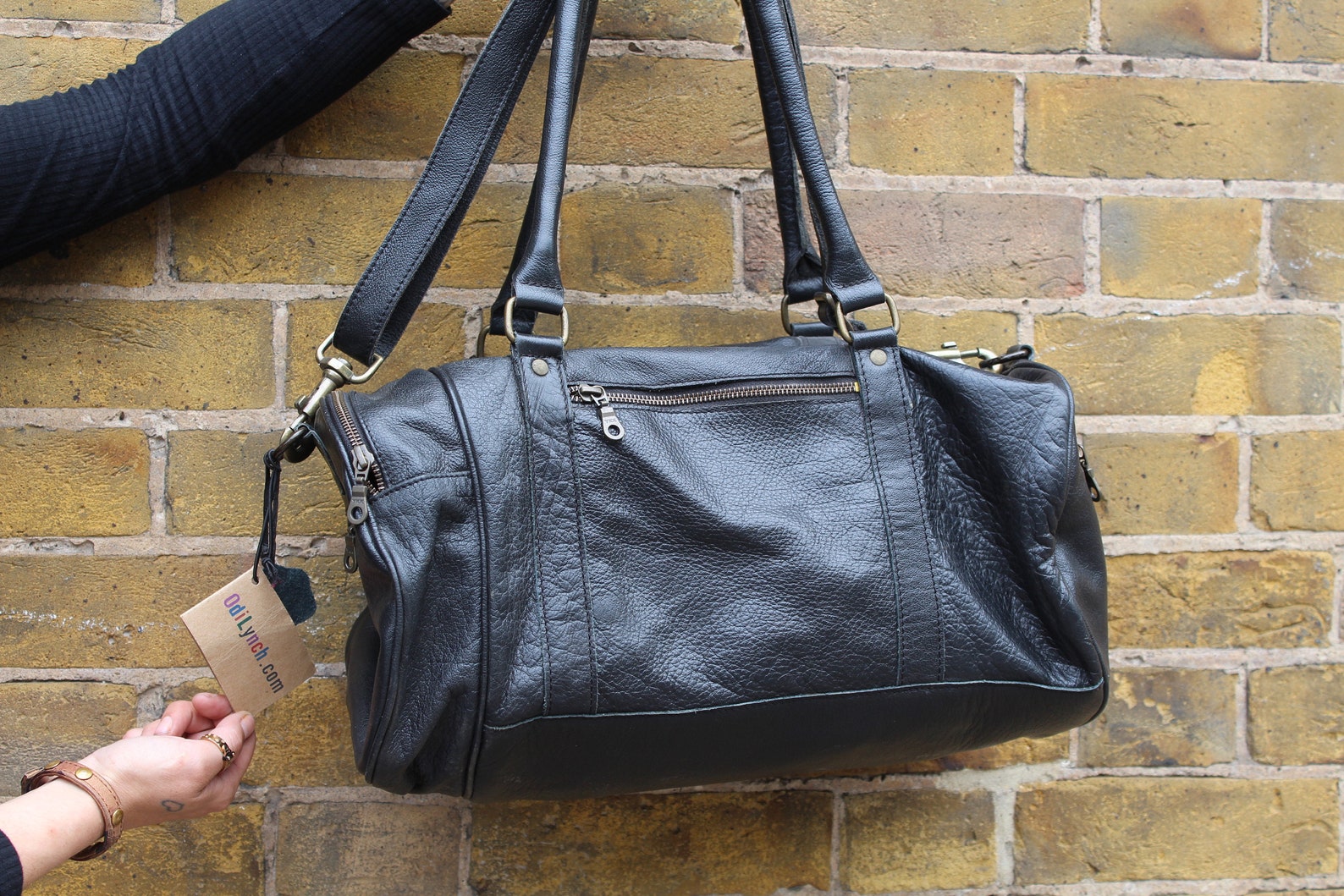 Gym Bag Black Sports Bag Black Leather Barrel Bag Travel Etsy