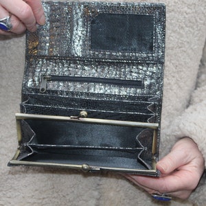 Snake Print Wallet, Large Clip, Wallet, Sparkling Wallet, Soft Leather Wallet, Snake Purse, Snakeprint leather, Embossed leather, Clip lock
