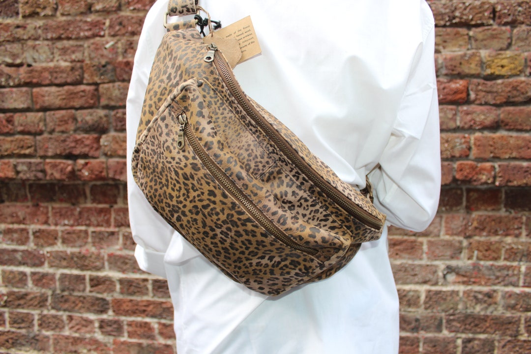 Giant Size Bum Bag Leopard Genuine Leather Ex Large Fanny Pack Leopard Print Adjustable Strap Two Front Compartments Inner Zip Pocket Etsy Canada