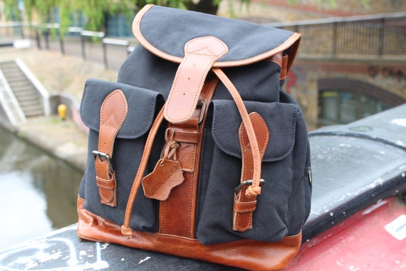 canvas leather trim backpack RRL Leather-Trim tone rivets. Booker Leather Canvas Backpack –
